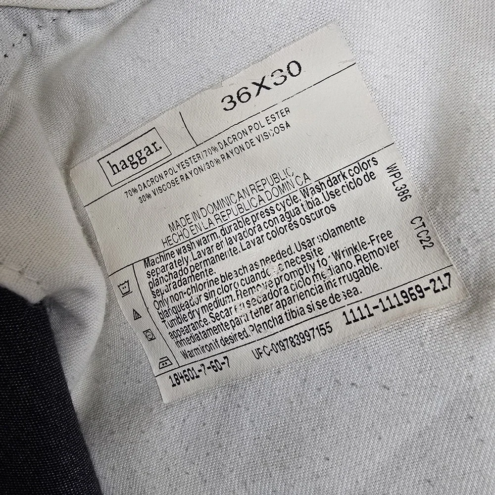 Haggar Mens 36x30 Pleated Dress Pants Charcoal Gray Wrinkle Free Straight Leg